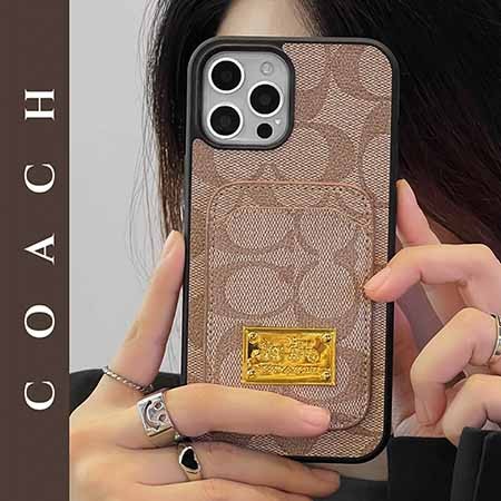 背面にカード入れ付きCoach iPhone 14 Proカバー