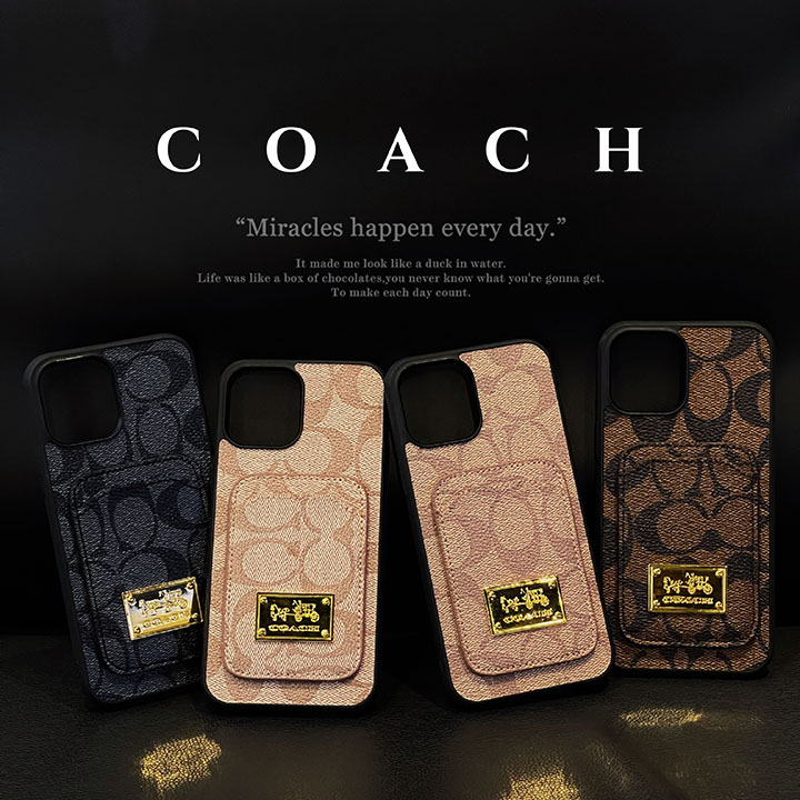 背面にカード入れ付きCoach iPhone 14 Proカバー